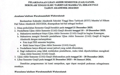 Pelaksanaan UAS Semester Ganjil 2025/2026